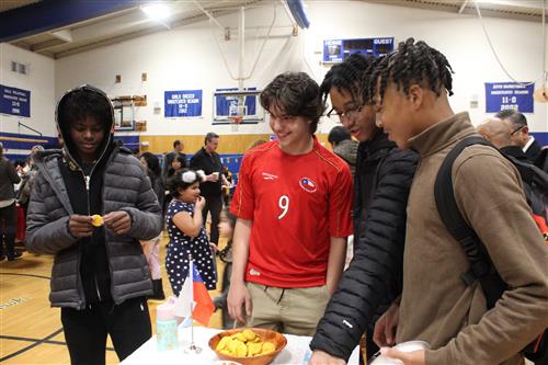 Boys looking over some food